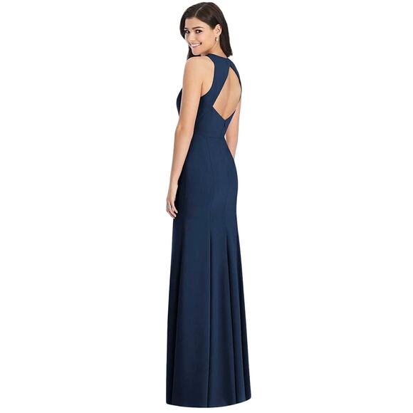NWT Dessy Collection Diamond Cutout Back Trumpet Gown Midnight Navy Sz 16 - Picture 2 of 11